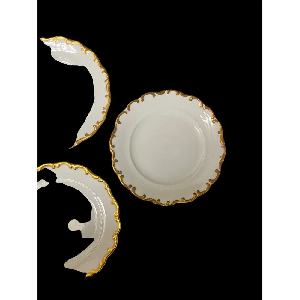 Schumann Arzberg Bavaria White Elegance Gold Monogram M Bread Plates Set of 5 - Picture 4 of 16